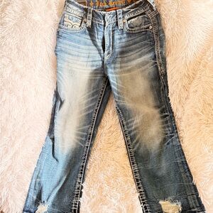 Women’s Arona cropped Rock Revival Faded Blue Denim Jeans